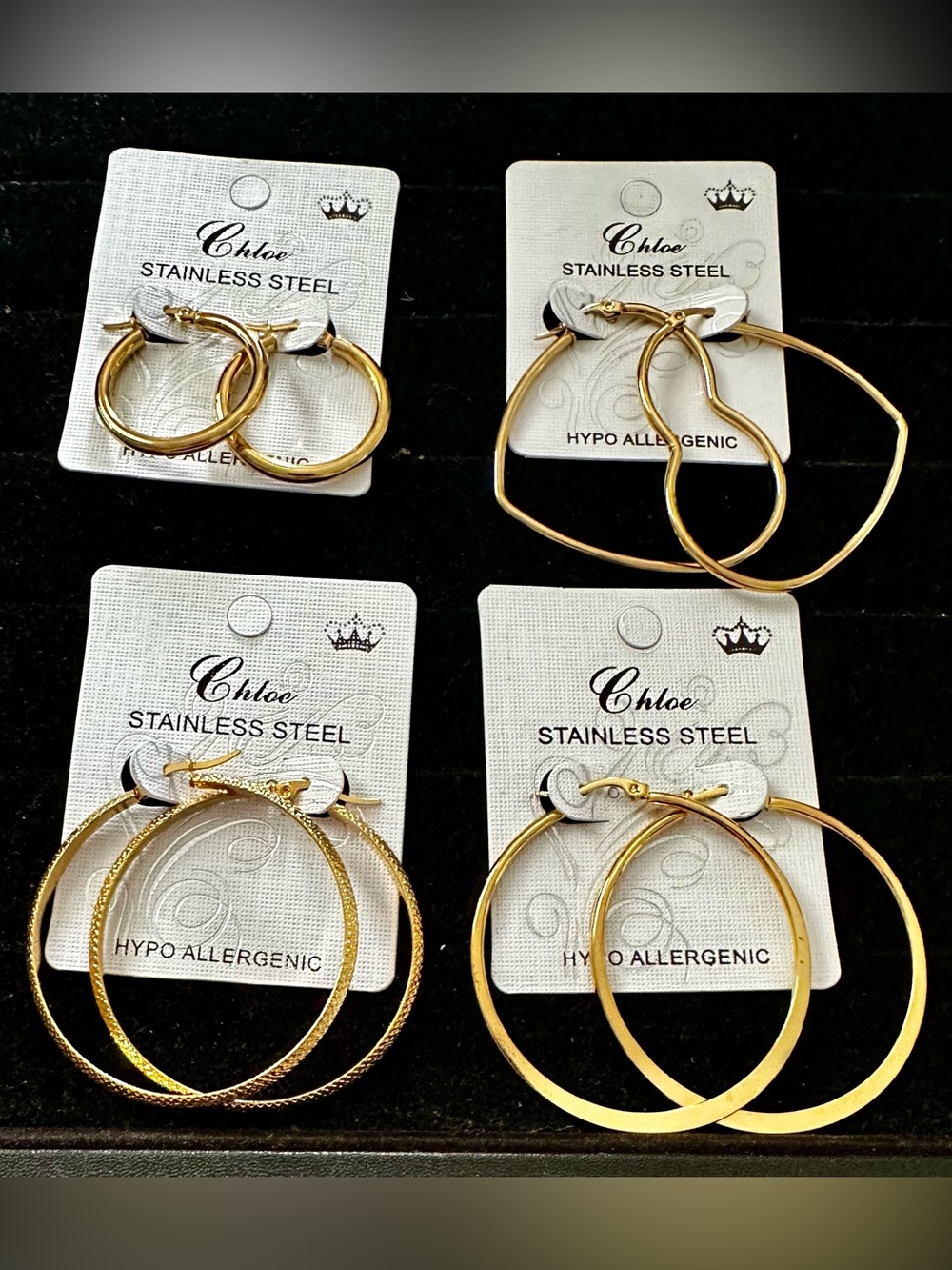 Chloe Gold Hoop Earring Set – Shiny Gold Finish